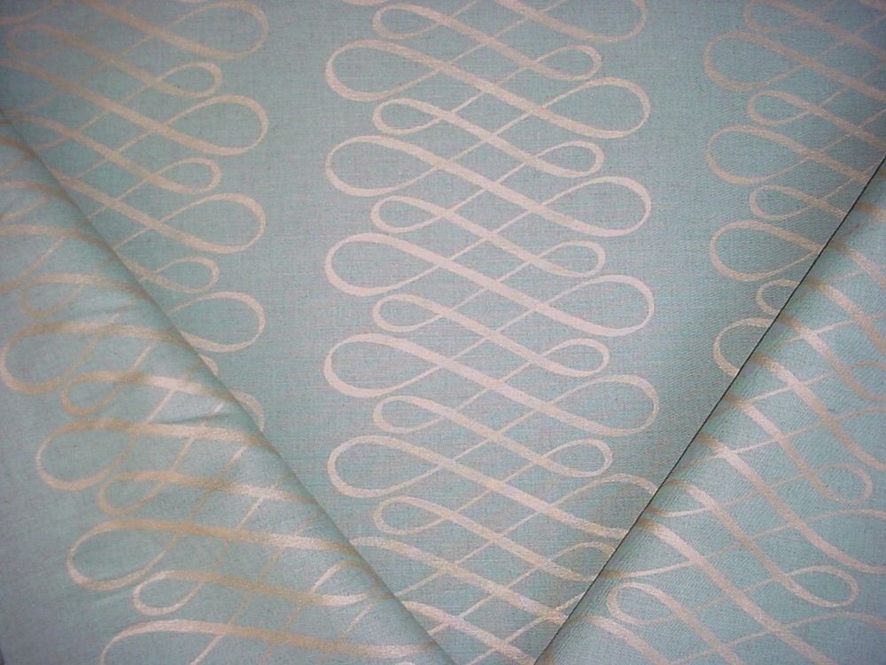 12Y Lee Jofa Mulberry FD251 Swash Stripe Pale Aqua Linen Upholstery Fabric