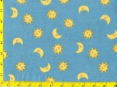 Happy Yellow Suns Moons & Stars on Blue Half Yard CKDSMS07830