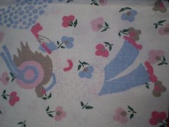 Vintage Pink/Blue HOLLY HOBBIE/GIRL Fabric Remnant (149cm x 34cm)