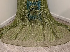 Green Silver Rhinestone Sparkle Glitter Fabric 50” Width SOLD BY THE YARD