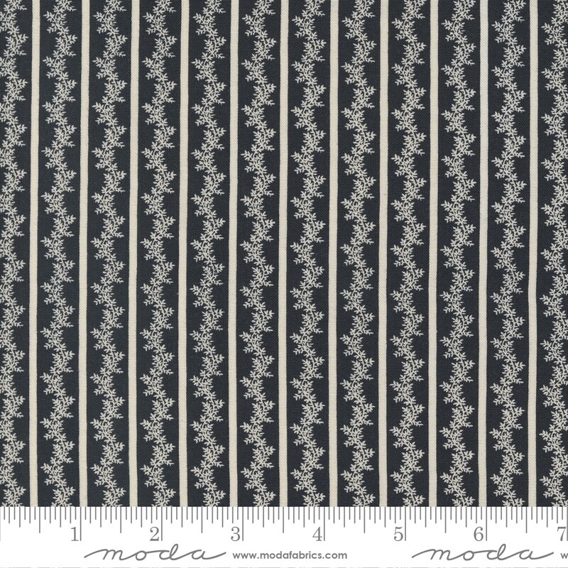 Florence’s Fancy Trellis Vine Stripes Black Ink by Betsy Chutchian Moda 1/2 Yard
