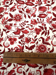 Waverly Bonded Fabric ” MEISSEN” Red Floral 49X48 Home Decor Fabric