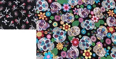 Skull Cotton Halloween Fabric Rose Hubble Hi-Fashion lot of 2 pieces