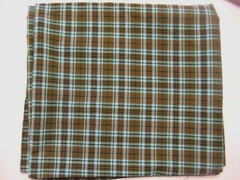 Fabric 1 way Stretch Blue & Brown Checked Fabric Sold by the 1/2 yard.