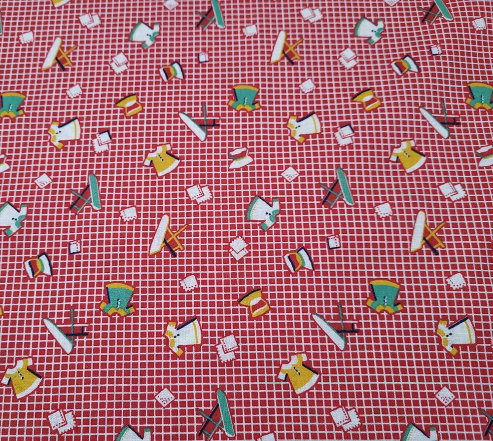1930’s One-A-Day Prints BTY Benartex Feedsack Reproduction Red Plaid Laundry