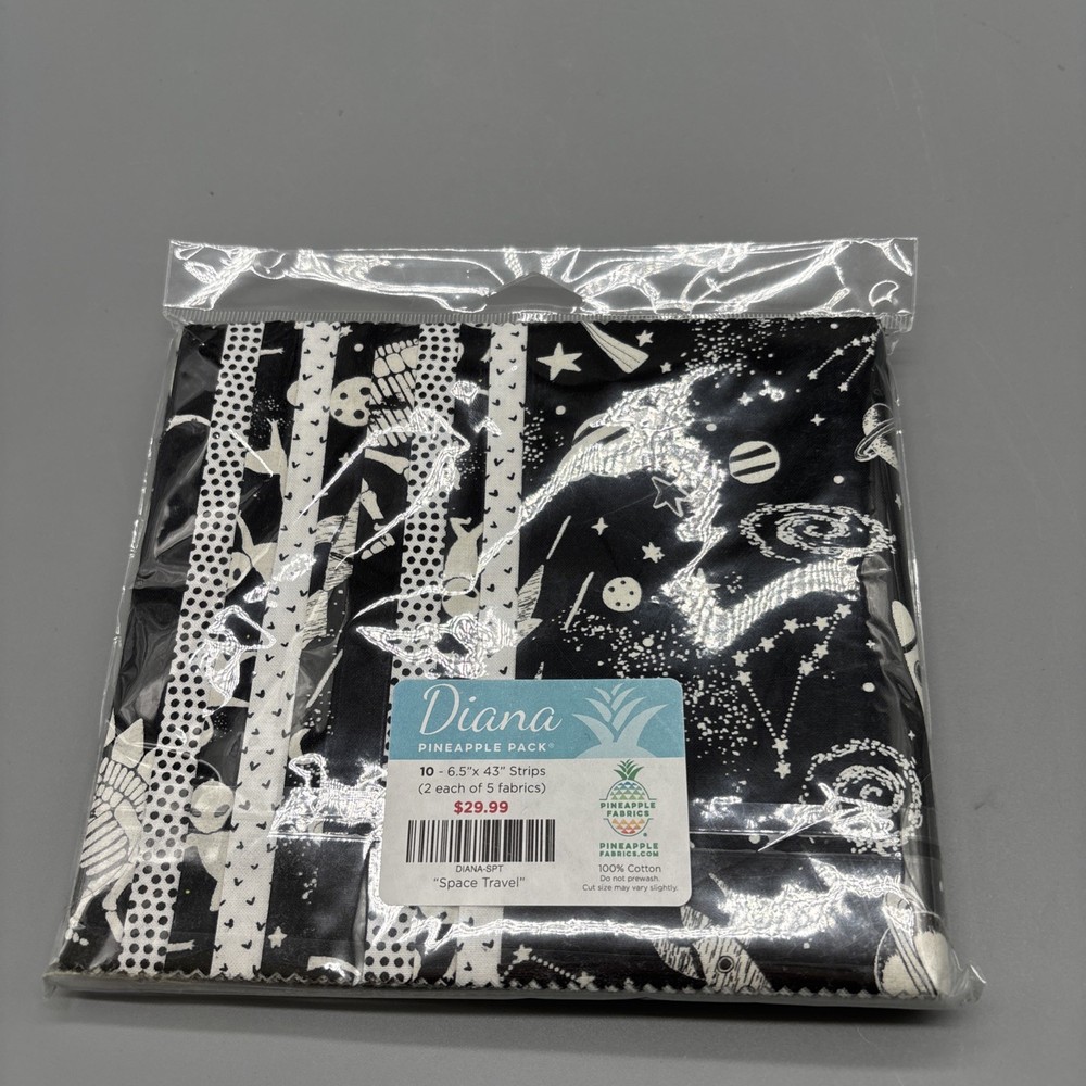 Diana Pineapple Pack 10 6.5” X 43” Strips 2 X 5 Fabrics “ Space Travel”