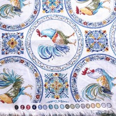 Rooster Spanish Tile Medallion Cotton Fabric 44″x36″ Precut Yard