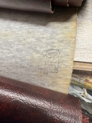 12 YDS. Vintage Naugahyde Vinyl 17″ Wide Antiqued Oxblood English Pub Grain NOS