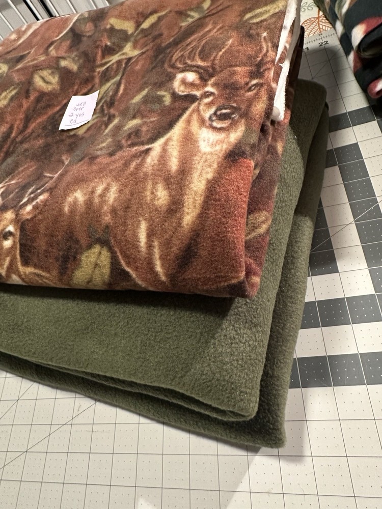 Fleece Fabric From Hobby Lobby Over 4 Yards Total 2+Buck & 2+Green See Pics