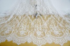 Off white eyelash lace fabric chantilly scalloped fabric soft french lace fabric