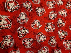 Peanuts Fabric -Valentine Toss (Snoopy/ Hearts) -100% Cotton By The Yard