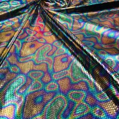 Spandex Fabric Stretch Multicolor Litmus Pearl Hologram by Yard for Swimwear
