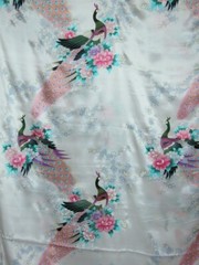 New 100% Silk Charmeuse Fabric Ivory Peacock Per Yard