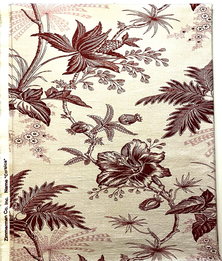 Zimmerman CORSICA Floral Tropical Wide Fabric Heavy Cotton 56″ x 32″ Shy Yard VG