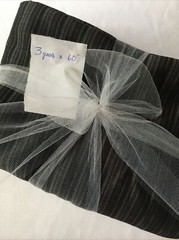 Polyester Satin Multi Gray Black Stripe Medium Weight Fabric 3 Yards X 60