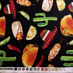 Street Tacos & Cacti Fiesta Cotton Fabric 44″x36″ Precut Yard