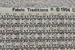 20″ Long, Vintage, Brown & Black Floral Stripes on Tan, Fabric Traditions, V05