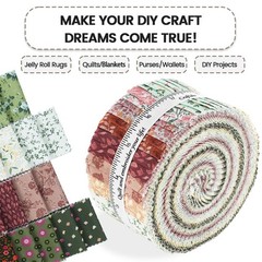 40 PCS 100% Cotton Jelly Roll Fabric Precut Strips 2.5×44 Inch Cottage Bloom