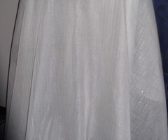 WHITE COTTON VOILE FABRIC with SILVER LUREX PINSTRIPE, 150 cm wide, AUSTRALIAN