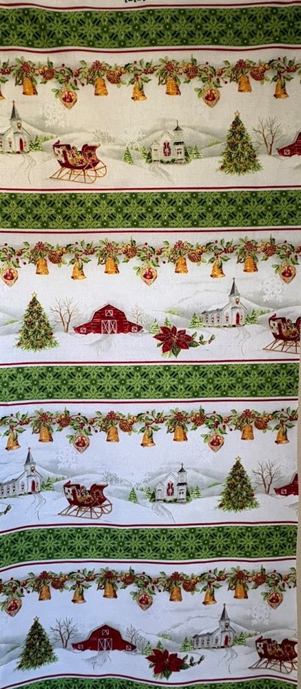 “Christmas Chimes” Border Print By the Yard