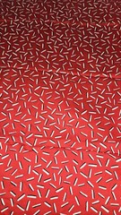 Red Cotton Fabric With Scattered White & Black Rectangles Allover 4 Yards X 43″