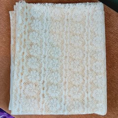 Single Piece Ivory Ecru Floral Print Lace Fabric 3 yards by 48 inches