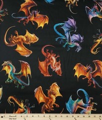 Cotton Dragon’s Song Fantasy Magic Mystical Animals Fabric Print by Yard D688.96