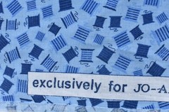 By 1/2 Yd, Vintage, Blue Thread-Spools-Light-Blue Quilt Cotton, Jo-Ann, EB67