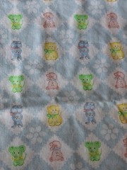Vintage Blue Checkered Square Baby Animals, Kitschy, Cotton fabric-1.5 yd x44″