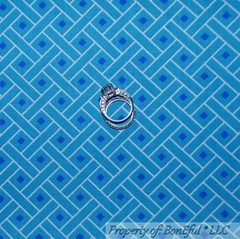 BonEful Fabric FQ Cotton Quilt Blue Block Square Stripe Check Geometric S Calico