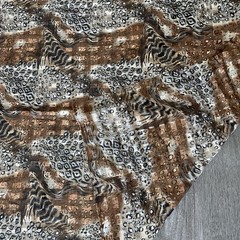 Jo-Anne Fabric Sheer Animal Print Squares Cheetah Zebra Brown Blk 57″W 58″L 1+Yd