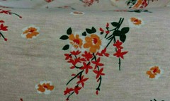 Vtg 80s Klopman Mills Floral Bouquet Cotton Stretch Knit Fabric Tan 48″x62″ w PC