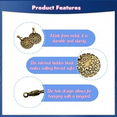 2 Pcs Yarn Cutter Pendant Set, Antique 1.77*1.22 inches, copper