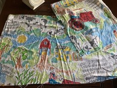 Fun Vintage 90’s Farm Fabric Cotton Quilt crafts Kids Cows Tractors