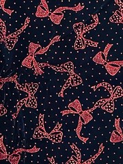 5 Yards VTG Jessica McClintock Embroidered Fabric Black Velveteen with Red Bows