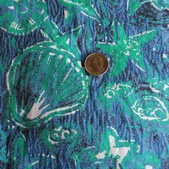 5.25 YARDS Nautical Sea Shell Coral Starfish Fabric Design in Germany Aqua Blue