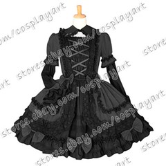 Lady Vintage Gothic Lolita Victorian Ball Gown Wedding Formal Reenactment Dress