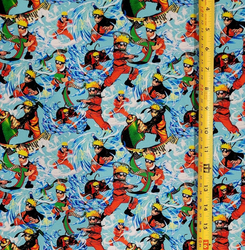 NARUTO UZUMAKI BLUE SPLASH ANIME 1 YARD FABRIC ( 36″ X 58″ ) BRAND NEW
