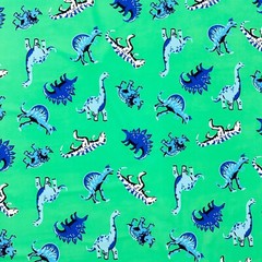 Generic Dinosaurs Green Background Print Nylon Spandex Fabric 4 Way Stretch