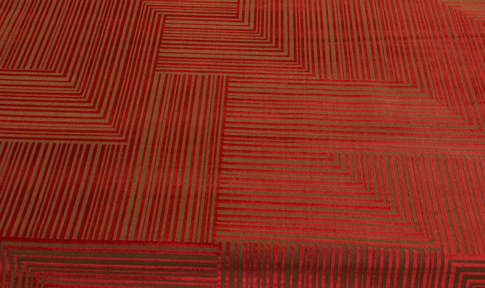 DONGHIA JACKSON CACHE RED VELVET GROS POINT UPHOLSTERY FABRIC 32″ LONG 48″W