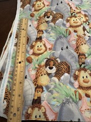 2008 Patty Reed JUNGLE BABIES Cotton Fabric Baby Lion Monkey Giraffe Animals 1YD
