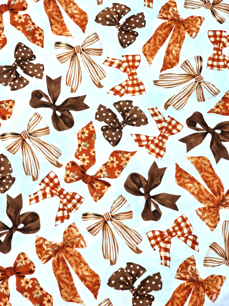NEW BOWS tied Fall Autumn Premium 100% Cotton Fabric By The Yard VERY POPULAR