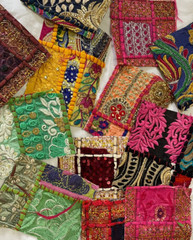 Vintage handstitched Embroidered Fabric Scraps Junk Journal cover scraps