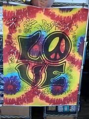 Fabric Lot Quilting Cotton Hippie Love Bright Color Washed Apx 1.75 lbs/2.75 yds