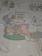 PRECIOUS MOMENTS Bunnies Nursery Baby Crib Quilt 2 Panel Fabric 45×89″ SPECTRIX