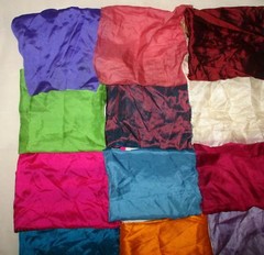 LOT PURE SILK Antique Vintage Sari Fabrics REMNANT 16 pcs 8″ SQUARES PLAIN SOLID