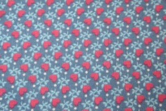 VIP Prints Fabric 100% Cotton YARDAGE Bright Dark Pink Hearts on dk Powder Blue