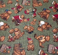 1/2 yard 12 Days of Christmas Flannel Fabric Teddy Bear Teresa Kogut Holiday Gre