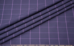 Purple Windowpane Checked Suiting Fabric Cashmere Wool