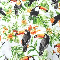 Oasis Fabrics “ISLE” Toucans Pineapple Tropical Cotton 45″×2 Yds #60-130